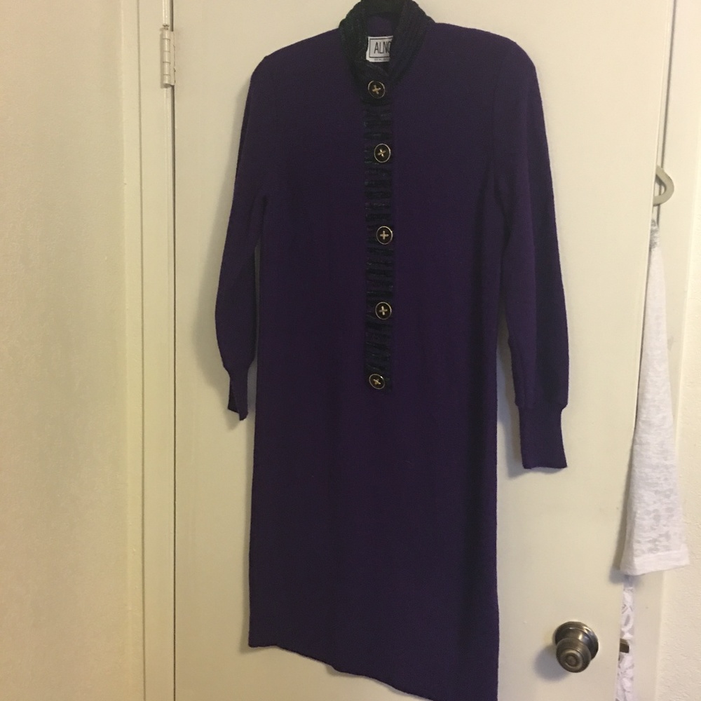 Vintage 80's Purple Alnoral Knit Dress sz L
